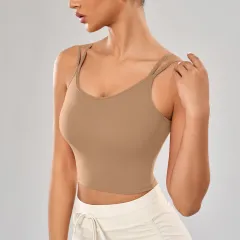 Sports Underwear High Strength Yoga Clothing Top - Cocoa Colour - View 1