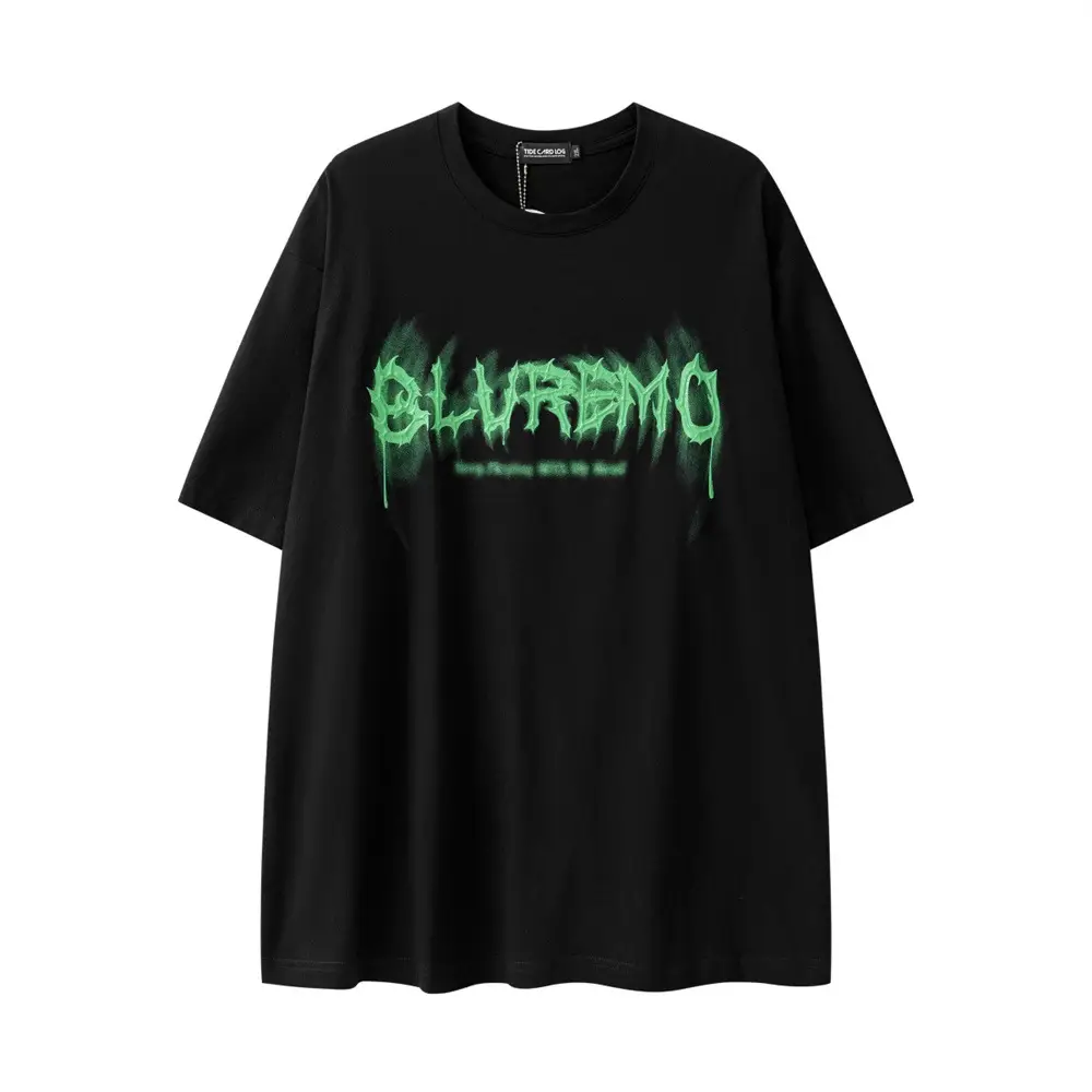 Three-dimensional Pulp Printing Letter Loose T-shirt