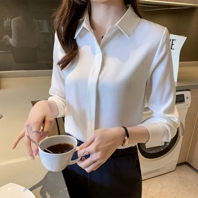 Female Temperament Commuting Professional Long Sleeved Shirt White Long Sleeve - Shop at LoveMi