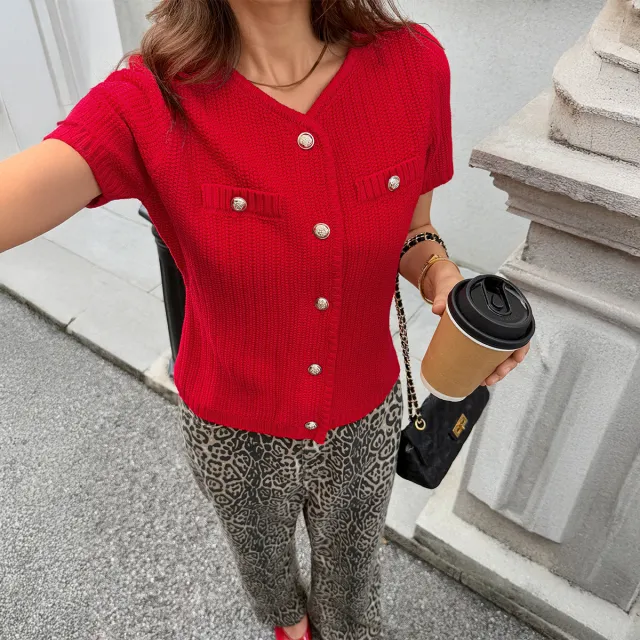 Button down Shirt T shirt Sweater Women's Clothing Red - Shop at LoveMi