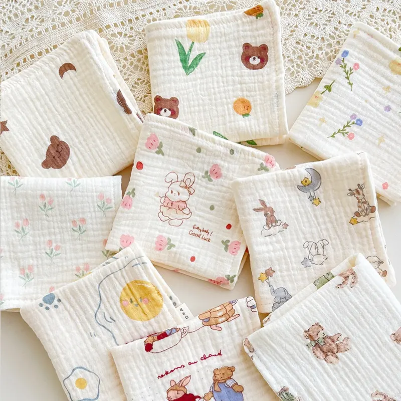 Four-layer Gauze Baby Saliva Towel Floral Newborn