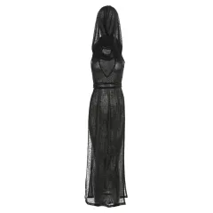 Fashion Women's Wear Solid Color Hollow Dress - Black - View 1
