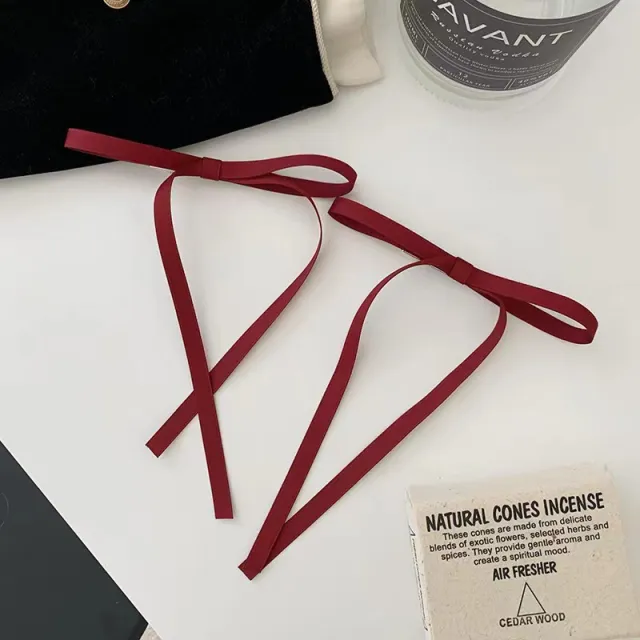With Bowknot Barrettes Ribbon Double Ponytail Red - Shop at LoveMi