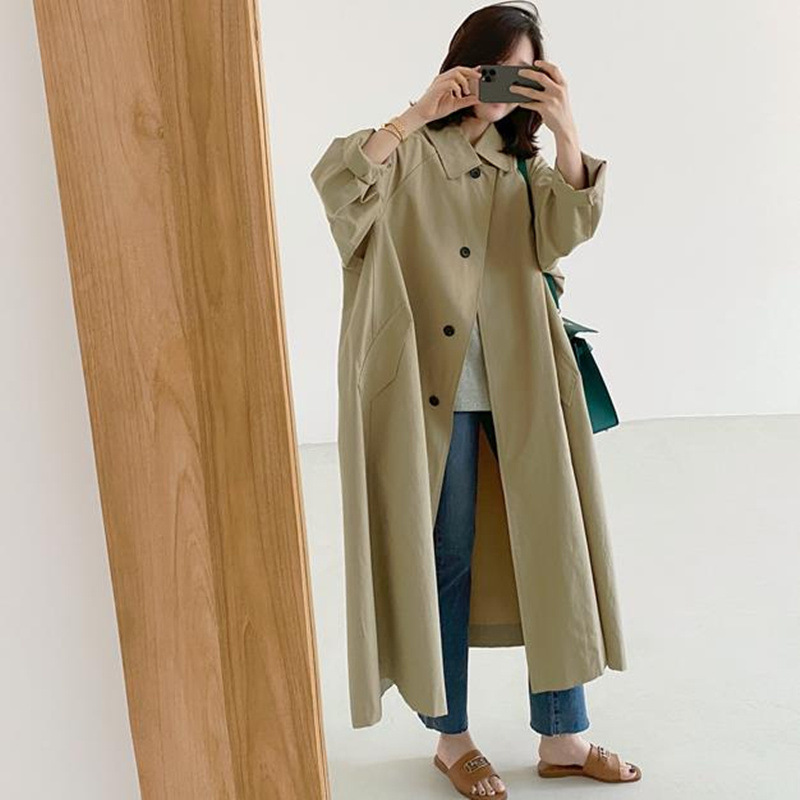 Long Trench Coat Casual Plus-size Chic And Minimalist Outerwear