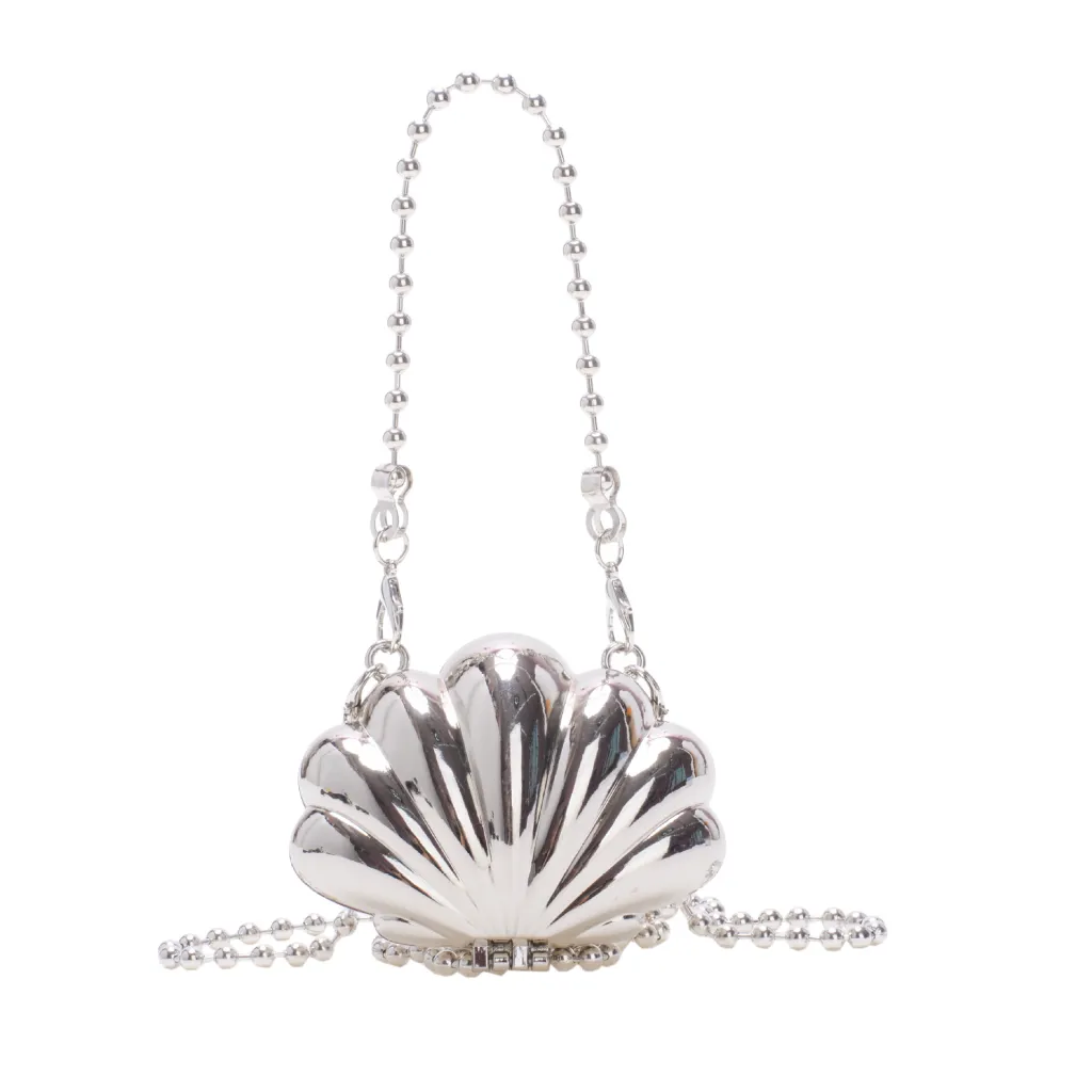 Mini Lip Bag One Shoulder Crossbody Fashion Flowers - Silver