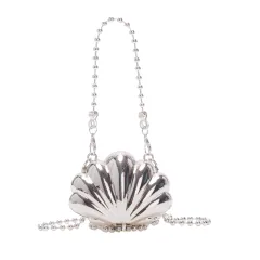 Mini Lip Bag One Shoulder Crossbody Fashion Flowers - Silver - View 1