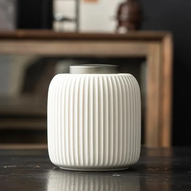 Plain White Tea Jar Blackwood Ceramic Sub white Tea Warehouse Sealed Jar Gd Tea Pot - Shop at LoveMi
