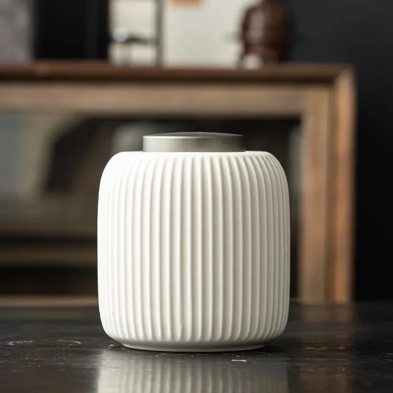 Plain White Tea Jar Blackwood Ceramic Sub-white Tea Warehouse Sealed Jar - Gd Tea Pot
