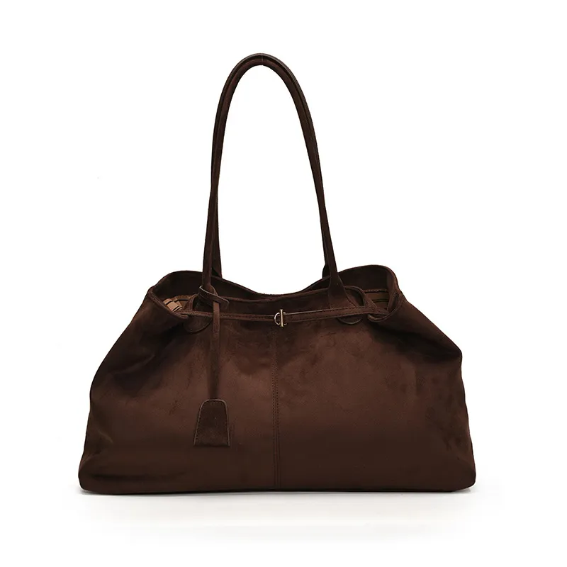 Leather-velvet Square Underarm Shoulder Bag With A Niche Design - Coffee