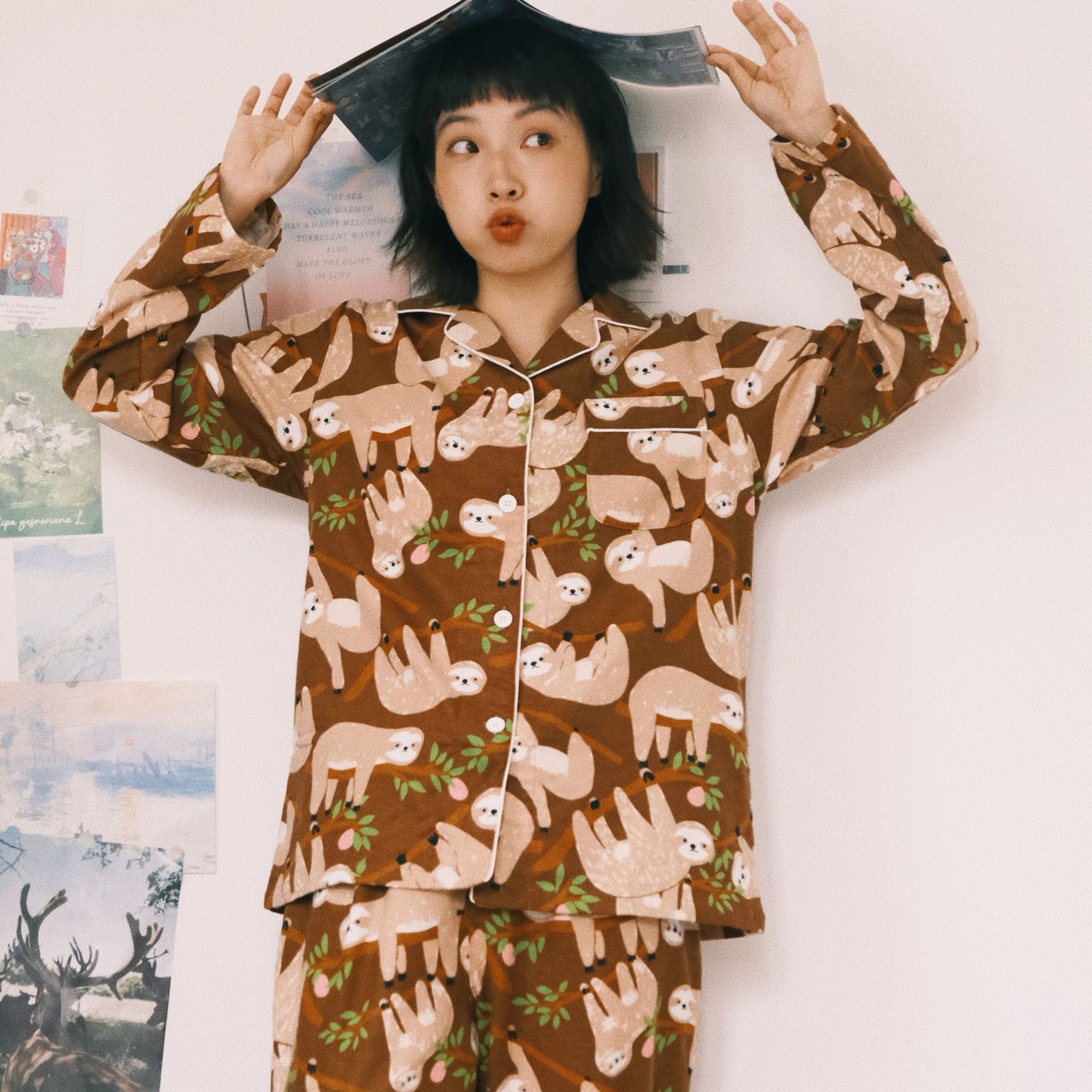 High-grade Brushed Cotton Couple Pajamas Homewear Suit