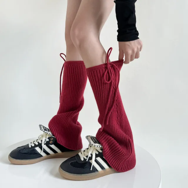 Pure Color Micro la Pile Style Leg Warmer Milk White Calf Socks Spring And Autumn Wine Red - Shop at LoveMi