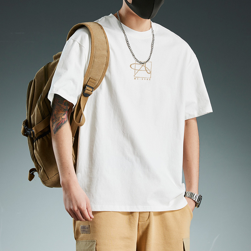 Men's Heavy Short-sleeved Loose Cotton Half Sleeves Top