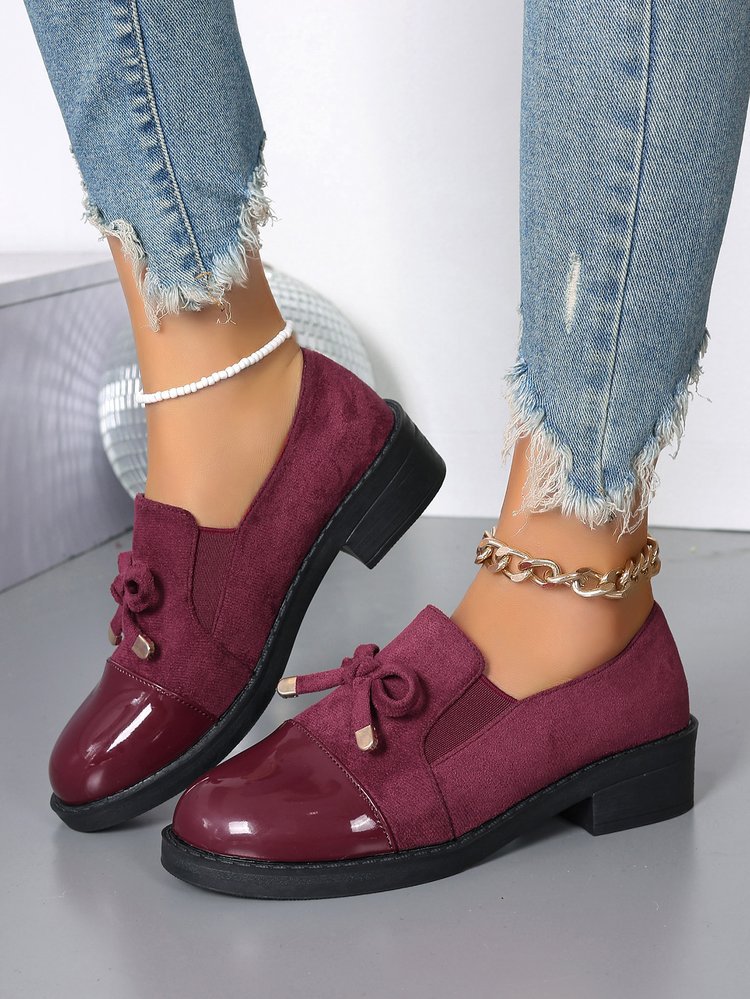 Women's Bowknot Chunky Heel One Pedal Loafer