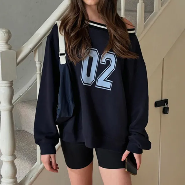 Preppy Style Digital Printing Stripe Braid Diagonal Collar Sweater Blue - Shop at LoveMi