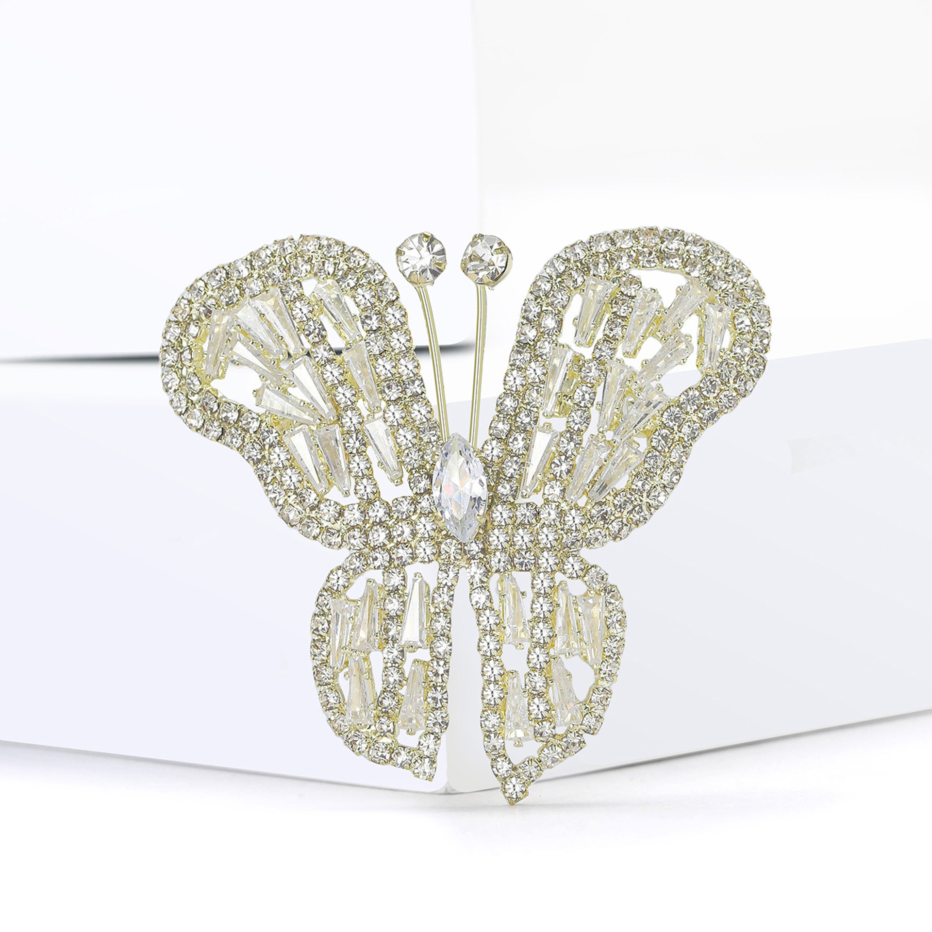 Rhinestone Butterfly Brooch Detail