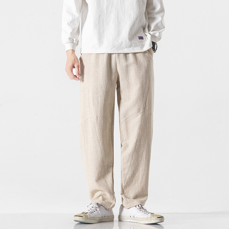 Cotton-linen Mens Pants Linen Pants Loose-fit