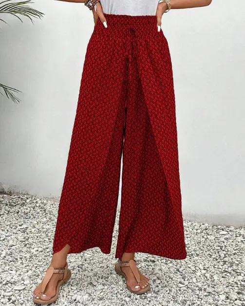 Ethnic Retro Urban Casual Loose Split Wide-leg Women's Trousers