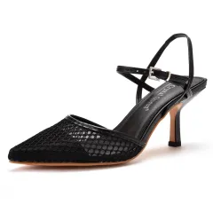 7cm Mesh Breathable Low-cut Pointed Sandals - Black - View 1