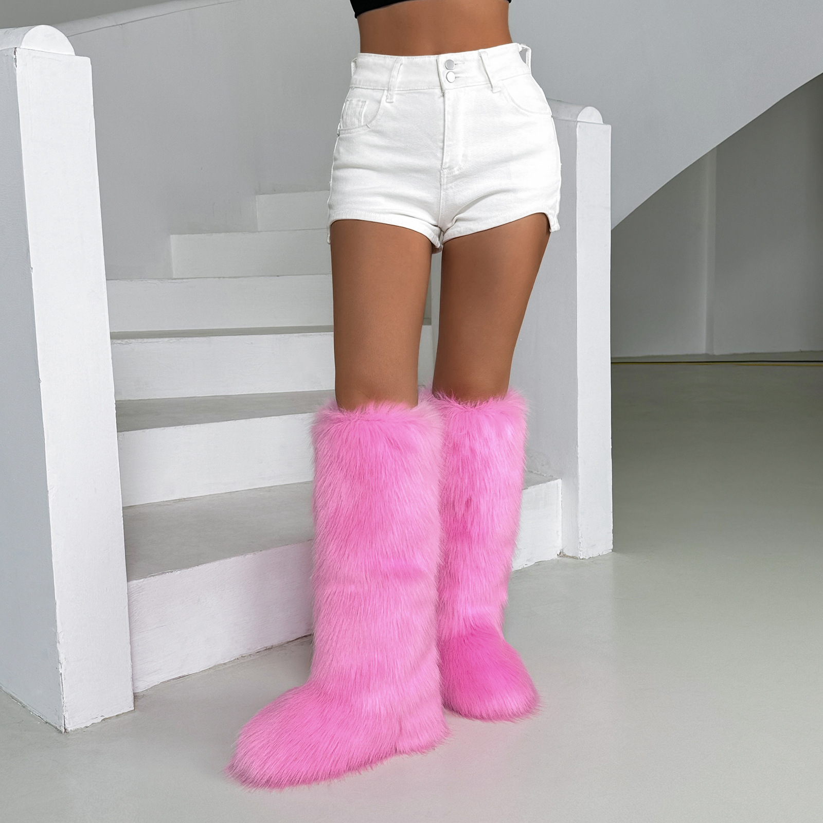 Faux Fur Thigh-High Boots, picture 3 of 8