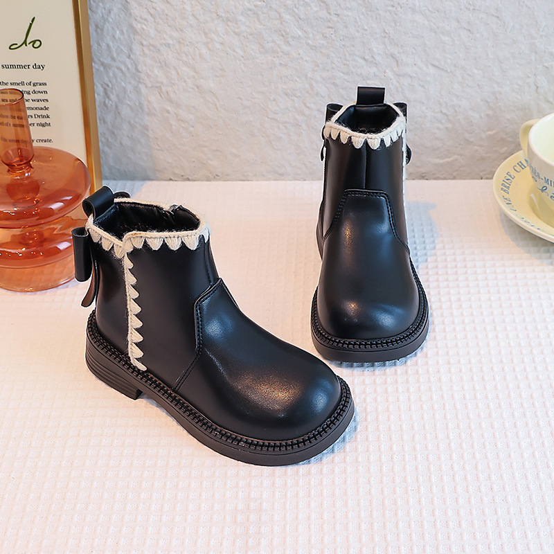 Girls' Soft-soled Velvet-lined Leather Boots - Image 2