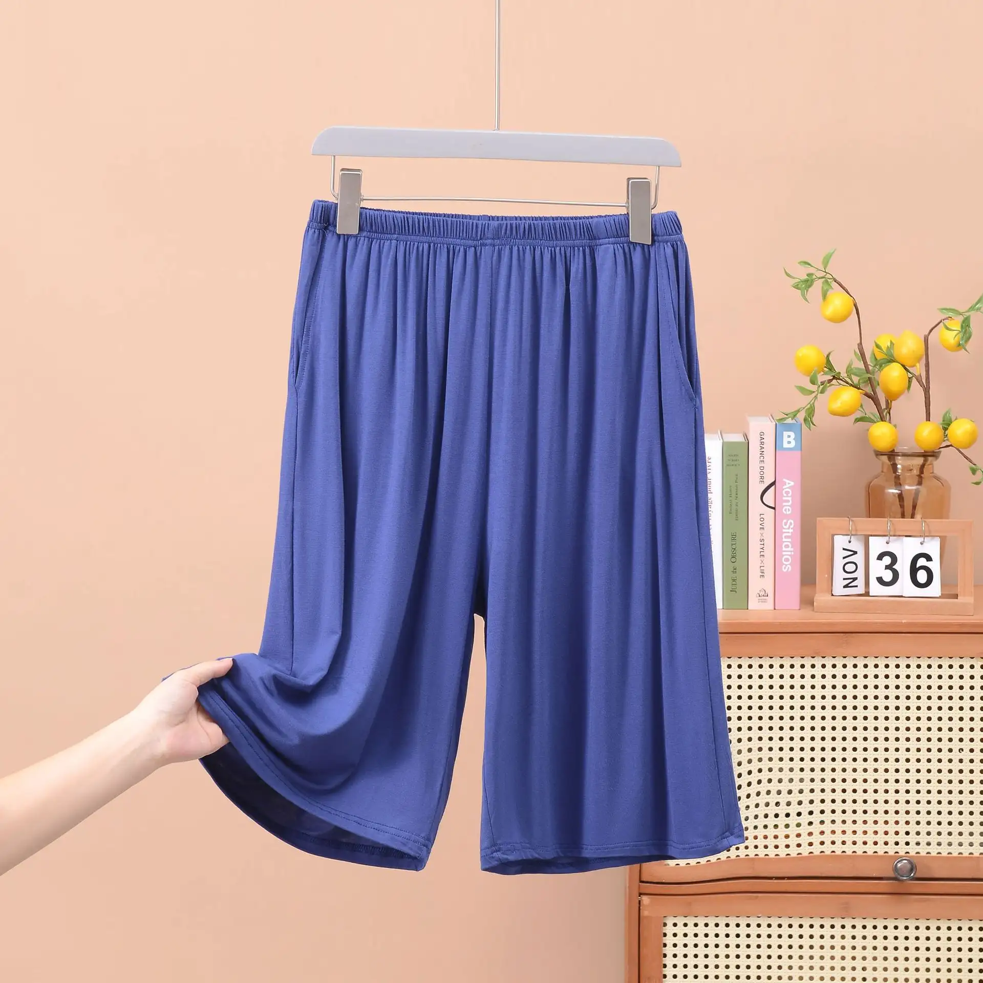 Men's Summer Modal Cropped Home Shorts Plus-Size