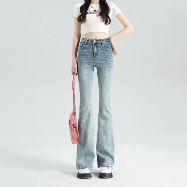 Women's Fashion Slim Gradient Bootcut Pants Blue - Shop at LoveMi