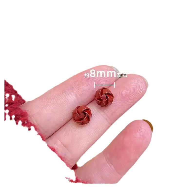 Red Cookie Stud Earrings Female Niche