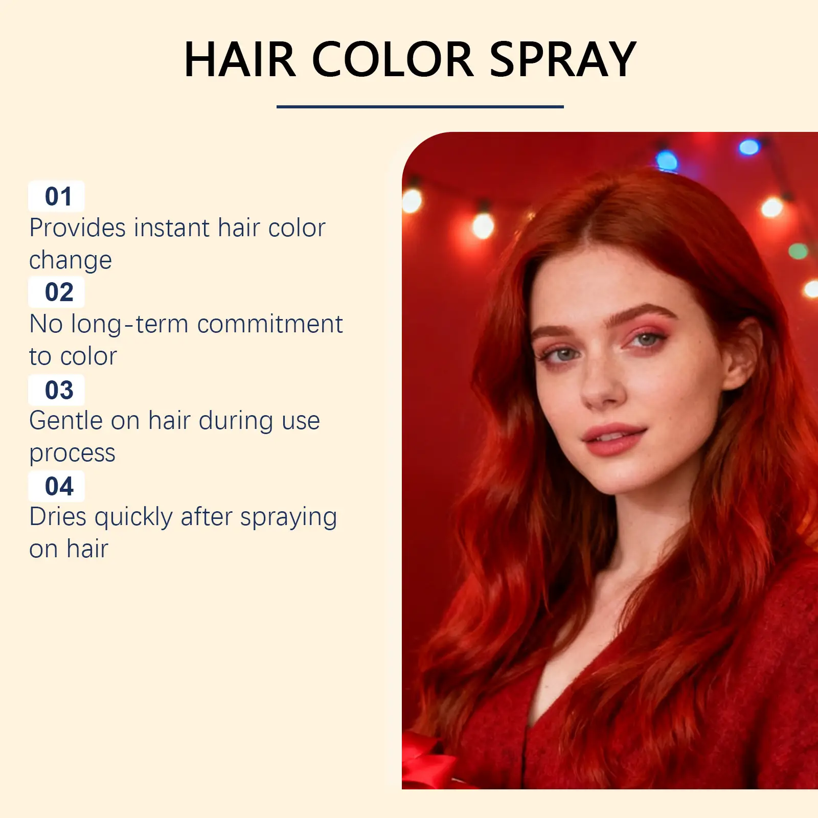 Bright Red Temporary Hair Spray For Everyday Styling And Careeasy To Apply Long-lasting Color And Moisturizing