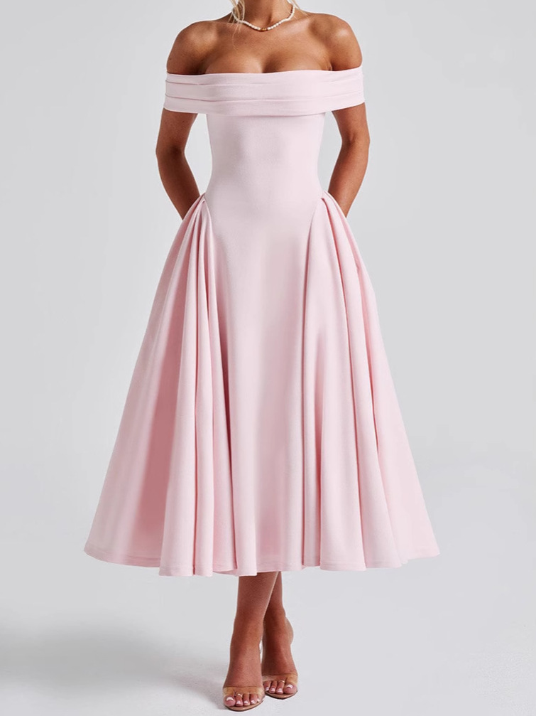 Fashion Personality Pure Color Tube-top Dress Women