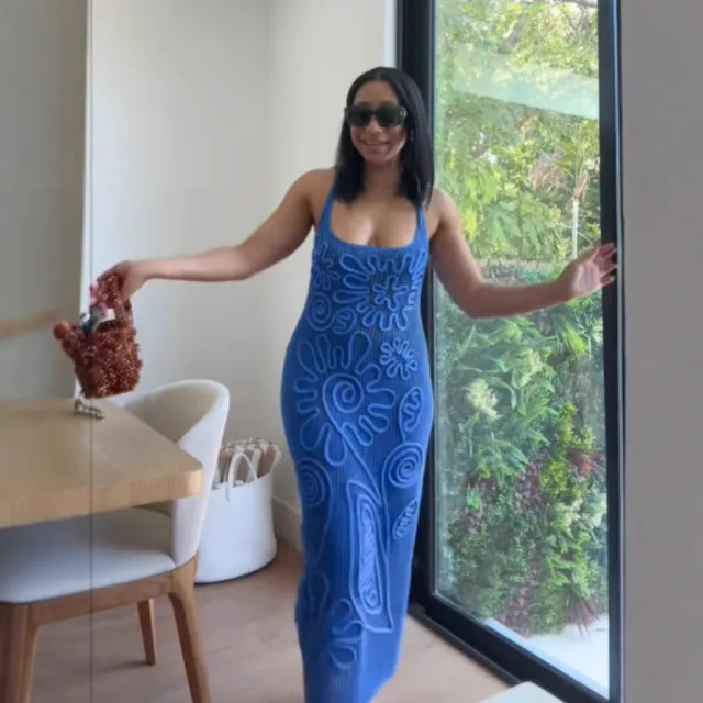 Sleeveless Knitted Dress Women's Fashion Blue - Shop at LoveMi