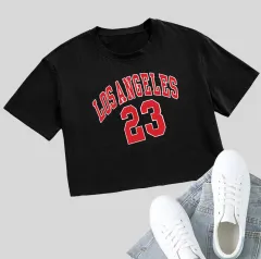 Personalised English Letters Summer Hot-selling Navel T-shirt - Black 23Letters - View 1