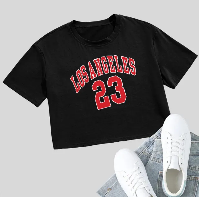 Personalized English Letters Summer Hot selling Navel T shirt Black 23Letters - Shop at LoveMi