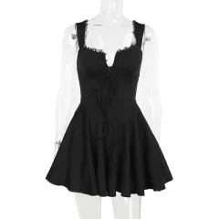 Elegant Hip Skirt Retro Style Elegant Sexy Dress - Black - View 1