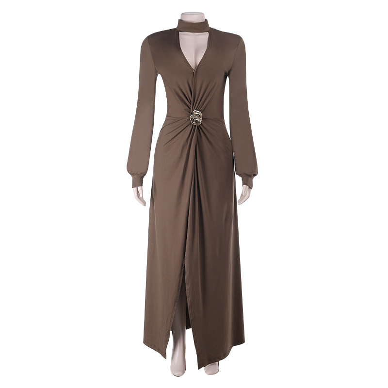 Dress Women Vacation Style Spicy Girl Brown - Shop at LoveMi