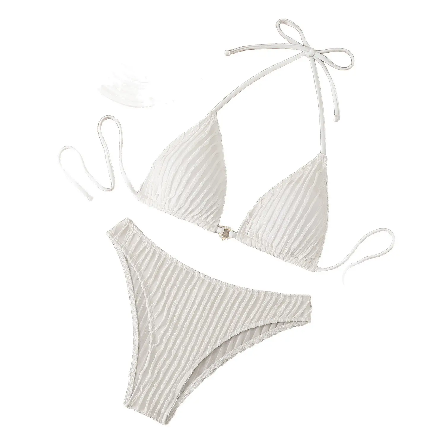 Special Fabric Drawstring Strap Swimsuit Womens Bikini