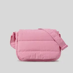 Simple And Lightweight Flap Special-interest Design Quilted Wide Shoulder Strap Crossbody Bag - Pink - View 1