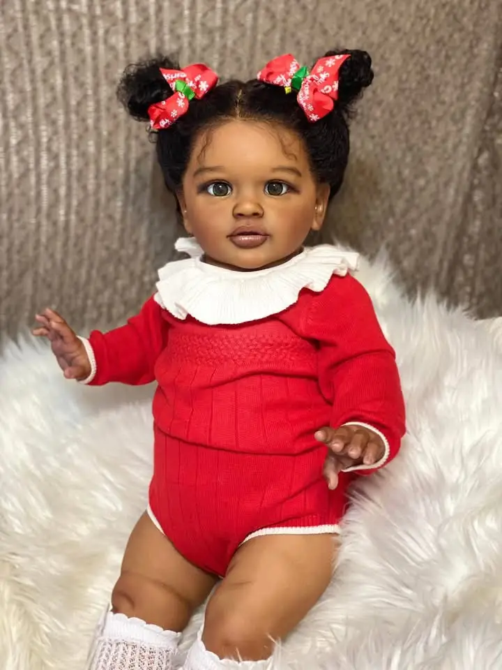 Long-sleeved Red Haha Outfit Dark Skin Tone Realistic Cute Doll