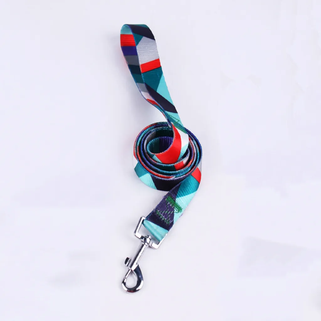 Hand Holding Rope Outing Dog Leash Dog Collar Three-piece Set - Blue And Red Single Handle