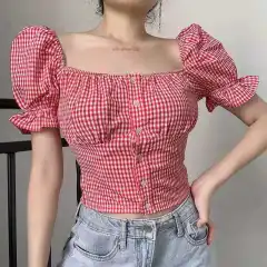 Street Hipster Red Retro Plaid Shirt - Red - View 1