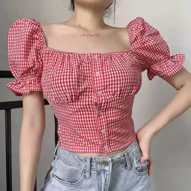 Street Hipster Red Retro Plaid Shirt Red - Shop at LoveMi