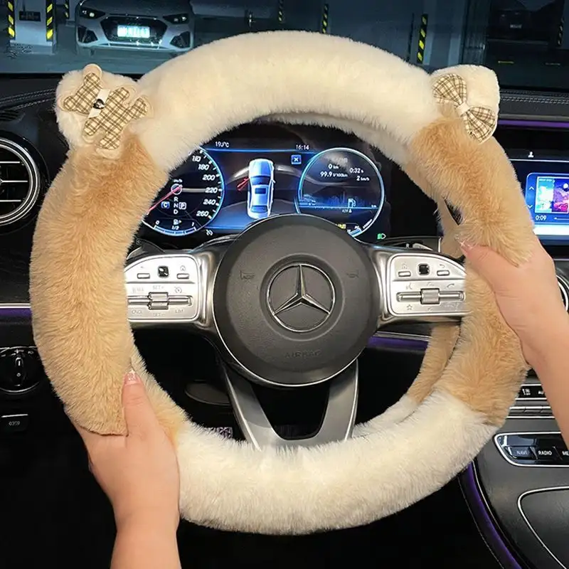 Steering Wheel Cover Winter Plush Cute Cartoon