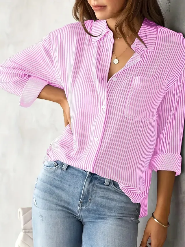 Tops Stand Alone Long Sleeve Shirt Printed Shirt Pink - Shop at LoveMi
