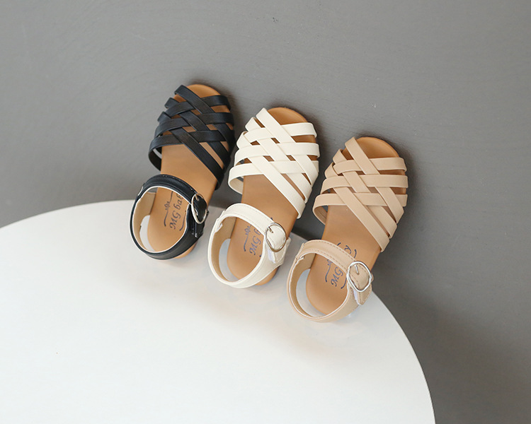 Title 7, Kids Buckle Toe Soft Sole Woven Sandals