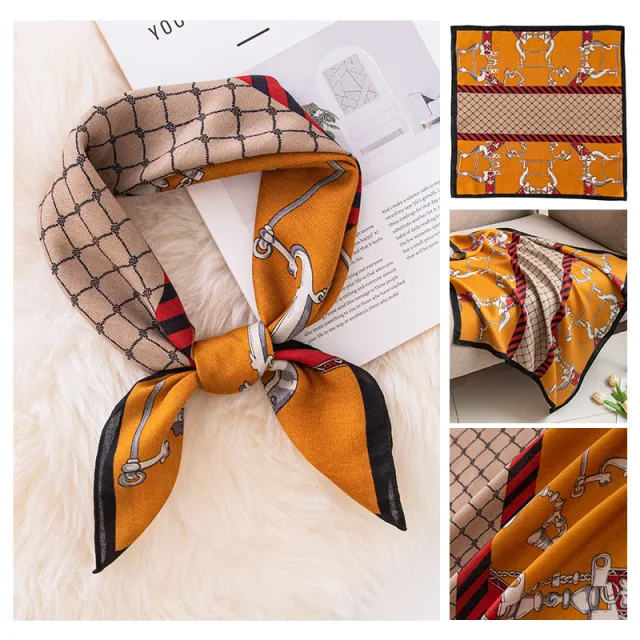 70cm Emulation Silk Scarf Fashion Scarf Orange Chain - Shop at LoveMi