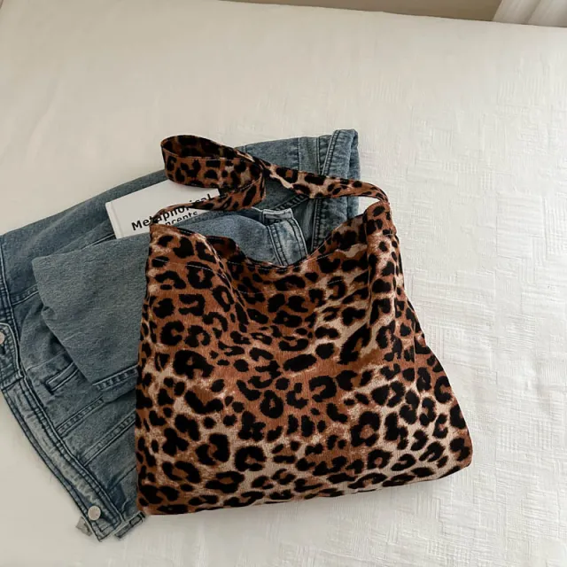 Simple Large Capacity Urban Fashion Leopard Print Shoulder Messenger Bag Brown - Shop at LoveMi