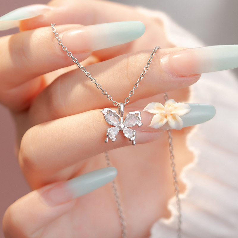 Original Design Spring Zircon Butterfly Necklace For Women