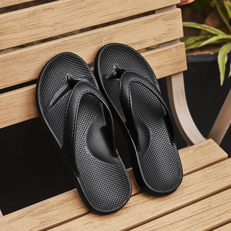 EVA Slippers Women's Outer Wear Flip-flops Beach Shoes - Black