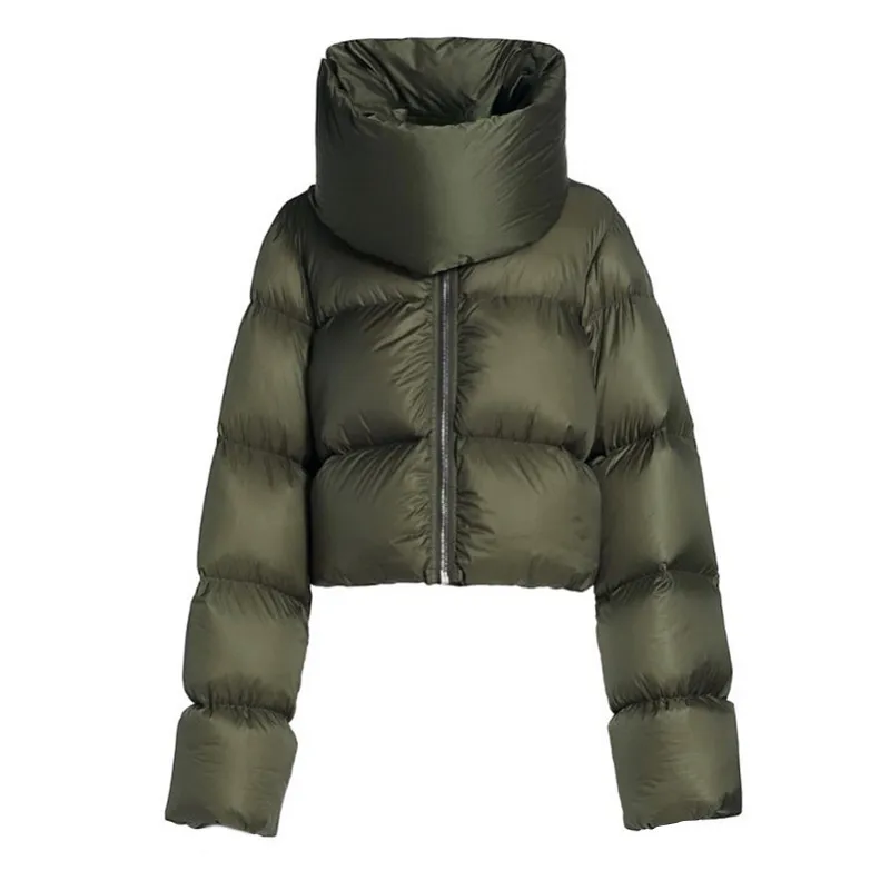 Snap-on Scarf Coat Warm-keeping Cotton Clothing - Green