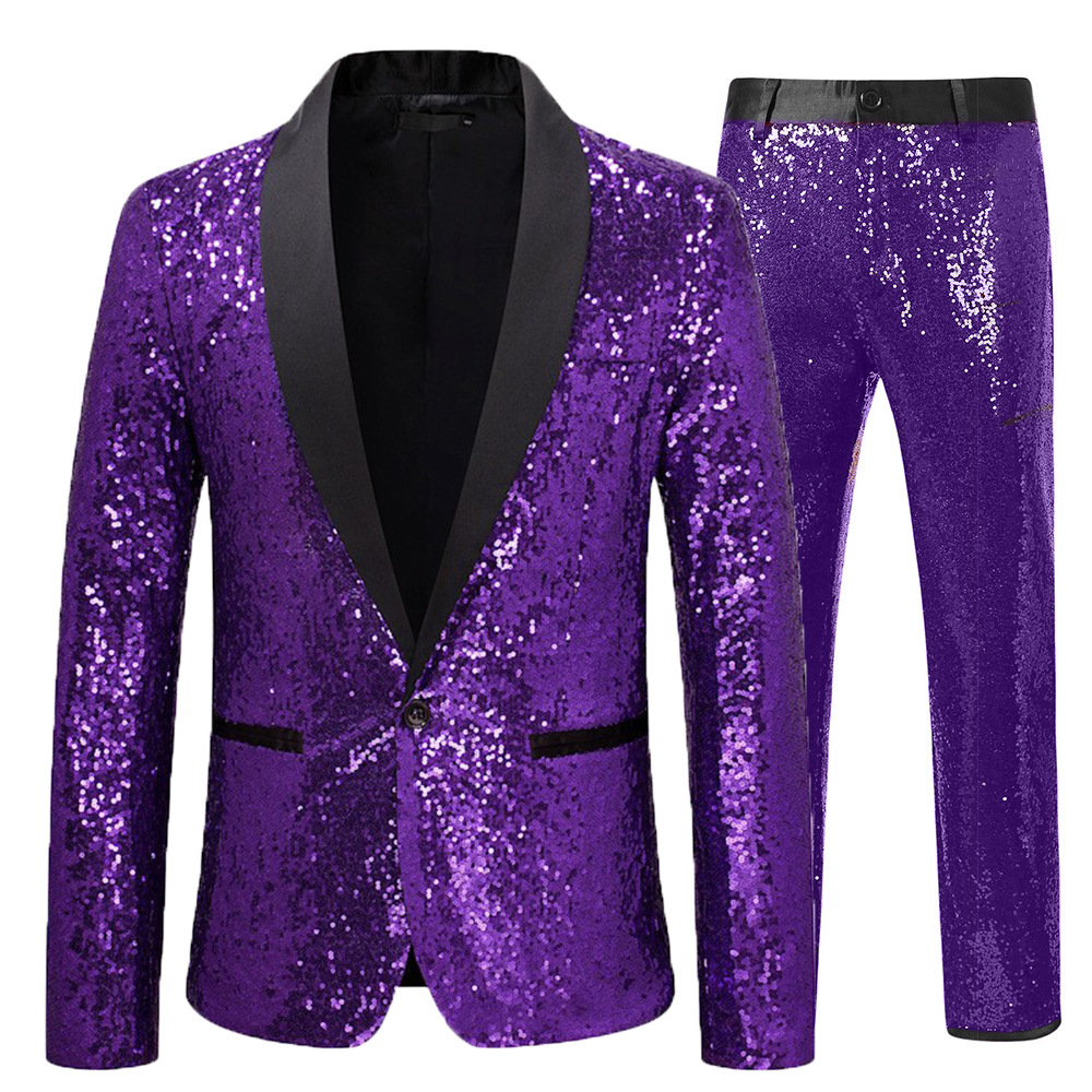 Men's Versatile Creative Sequin Suit Pants Set