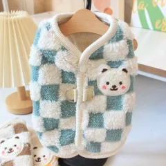 Autumn And Winter Dog Clothes Pet Velvet Thermal Vest - Blue - View 1